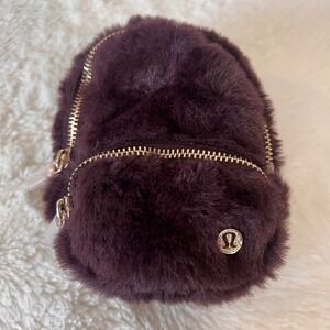 Lululemon Everywhere Nano Backpack Plush Fleece Black Plum Gold Womens Accessory